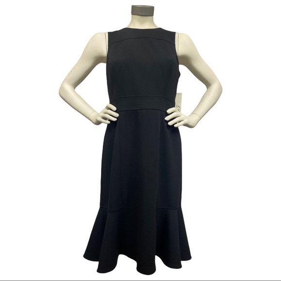 NWT Eliza J Black Ruffled Fit & Flare Dress Size 8 - Picture 1 of 9